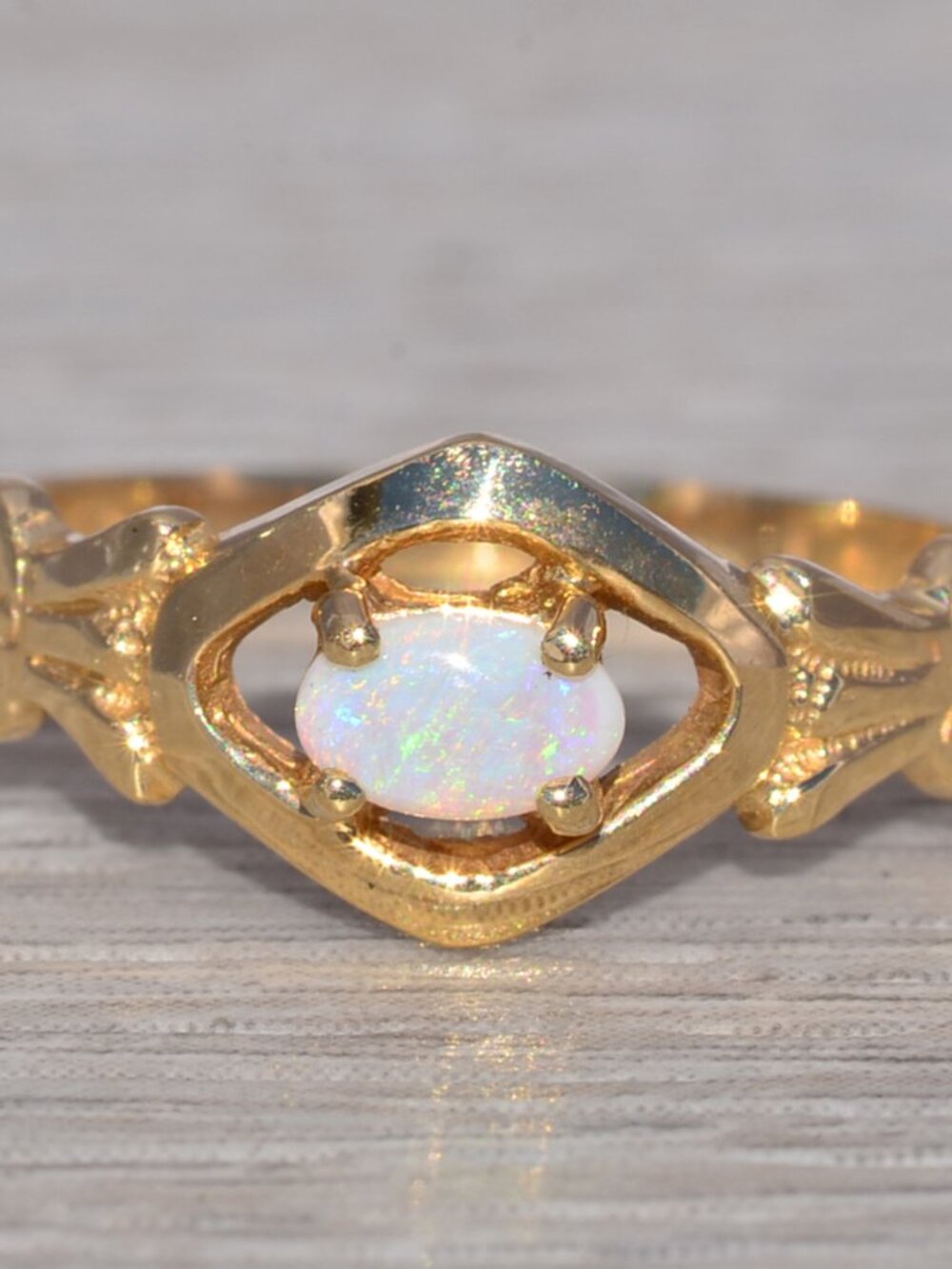 Natural Australian Opal Ring in Yellow Gold